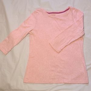 Talbots Petites: Pale Heathered Pink 3/4 Sleeve, Boat Neck, 100% Cotton Shirt MP